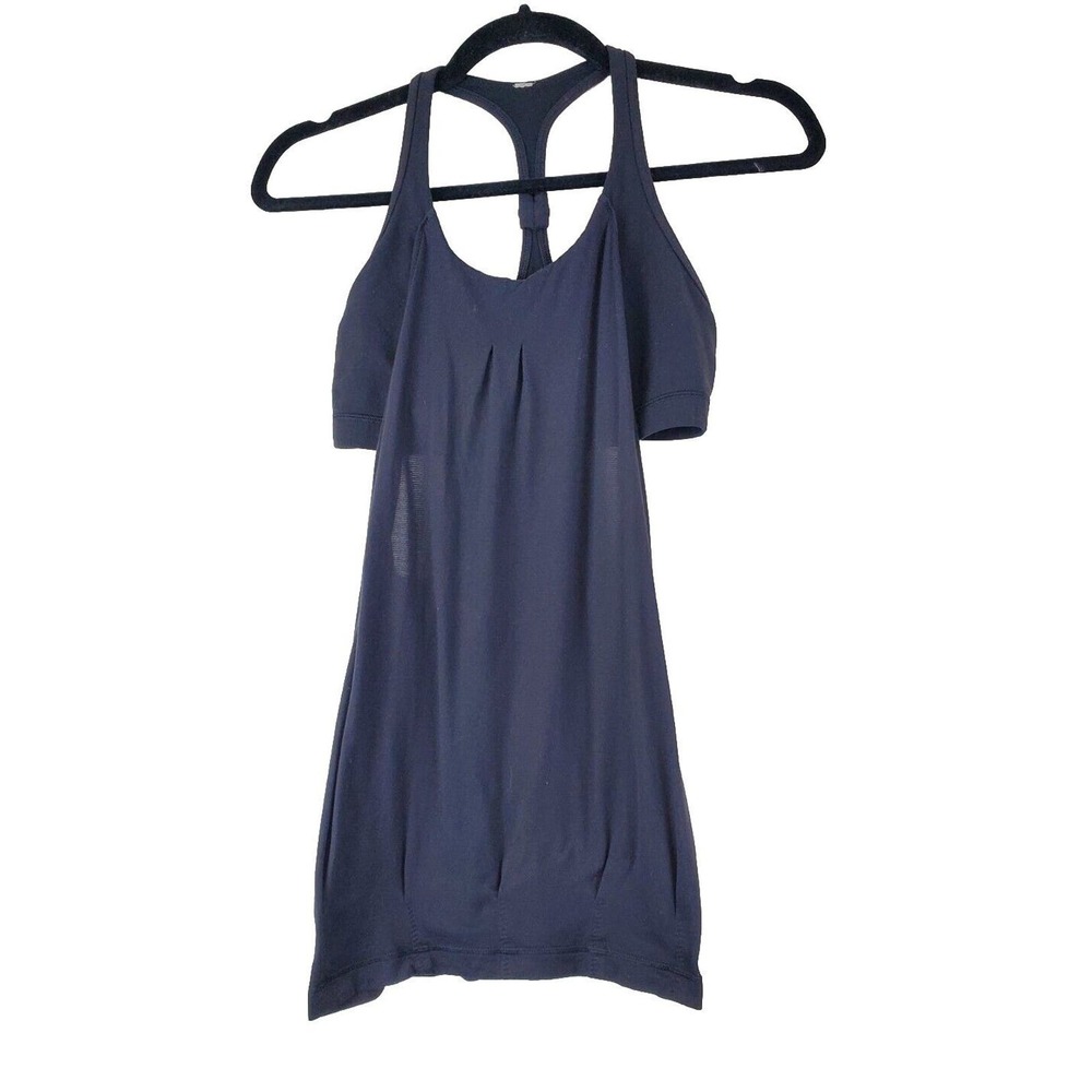 Lululemon Women’s Size 6 Tank Top with Built‎ In Sports Bra Black Open Layered